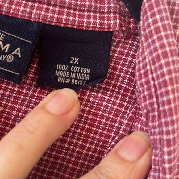 Sonoma Woman Jean Company Micro Check Red and White Short Sleeve Shirt ~ Size 2X - Picture 5 of 6